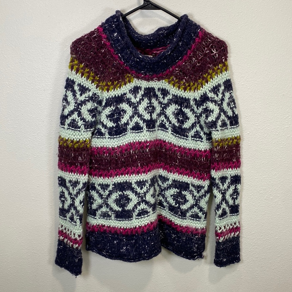 Free People fair isle colorful‎ sweater wool blend
